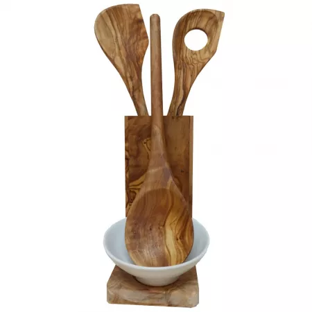 5-teiliges Küchen-Set aus edlem Olivenholz