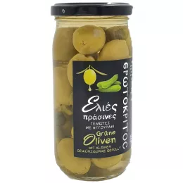 Green olives with small pickles, Greek