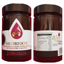 Sour Cherry jam (85% fruit) 230 g