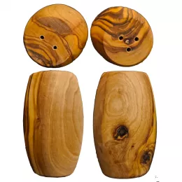 Salt and pepper shakers made of olive wood